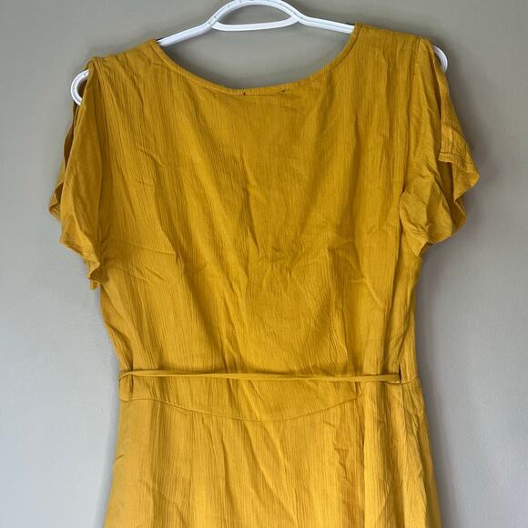 NWT! Lulus Mustard Yellow Short Sleeve Wrap Dress Size Small - Picture 5 of 12